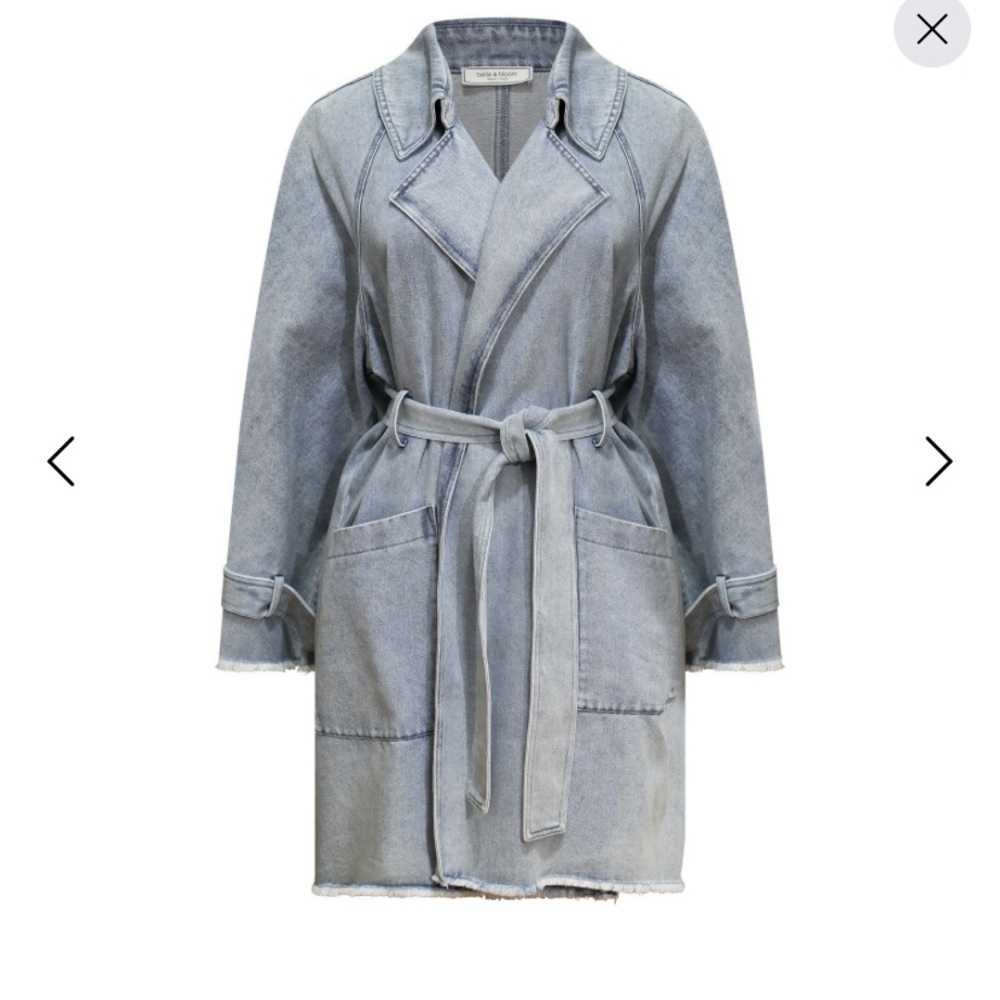 Belle & Bloom Denim Blue Belted Coat - Size S/M